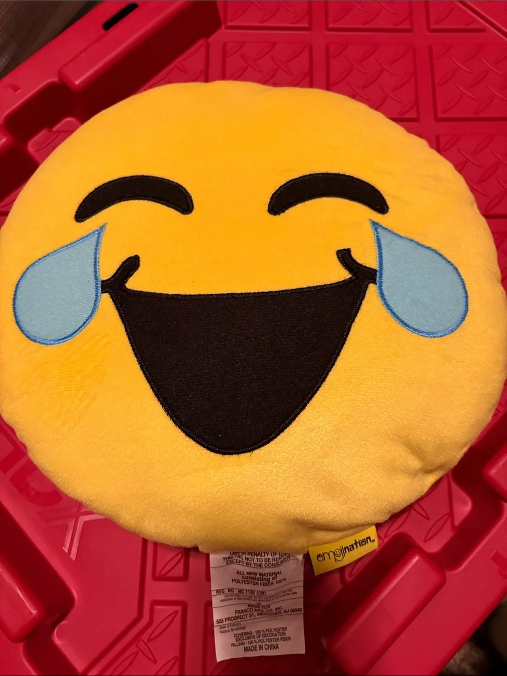 Gund Yellow Laughing Crying Emoji Plush Pillow with Blue Tears